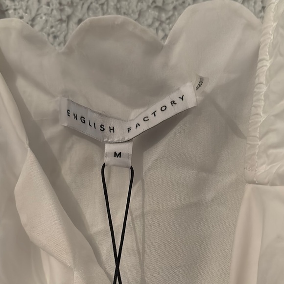 English Factory Scalloped Detail Dress White Puff Sleeve Mini Dress New With Tag - Picture 7 of 9